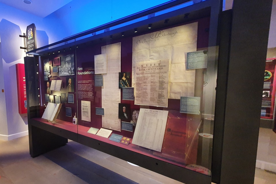 View of Bank Origins Case with early documents from Bank of Scotland and Taylors and Lloyds Bank