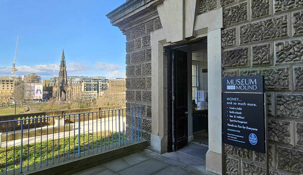 View of Museum entrance with Scott Monument in background